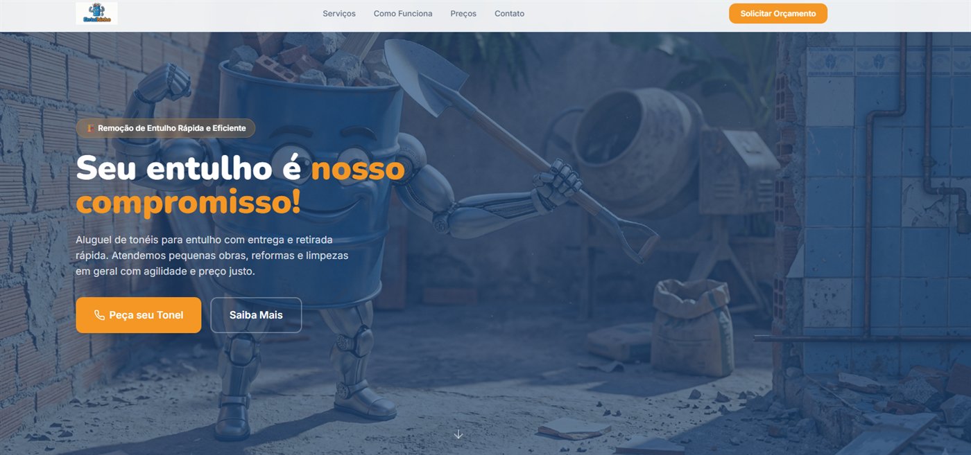 Tela inicial do site do Entulhinho